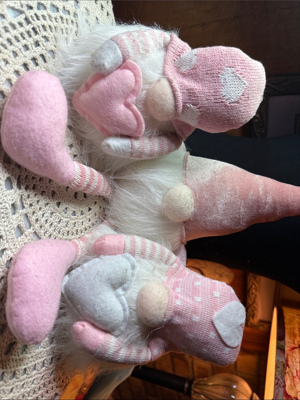 Set of 3 Pink Heart Gnome Plush Dolls